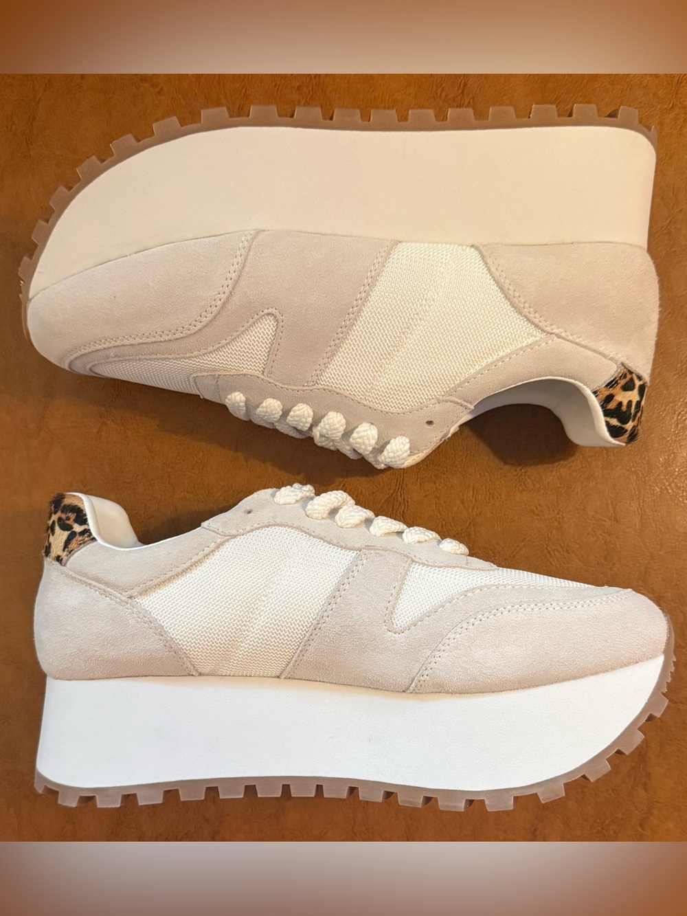 Silent D Vault White Platform Sneakers Leopard Heel Pony Hair Women’s 10 - Picture 9 of 12